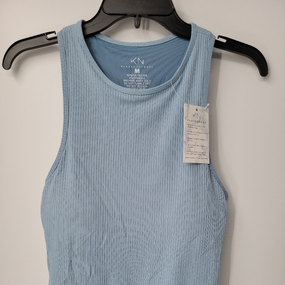 NEW Klassywear Womens High Neck Brami Bodysuit Blue Ribbed Medium Klassy Network - Picture 3 of 10